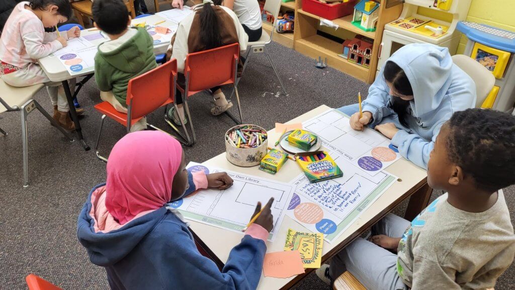 Children working on their designs