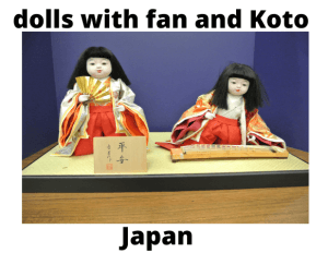 Japan Dolls With Fan And Koto