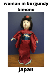 Japan Woman In Burgundy Kimono