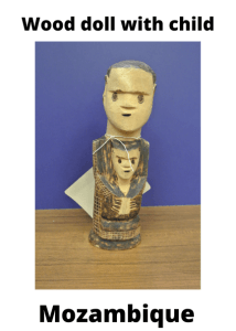 Mozambique Wood Doll With Child Sm